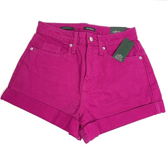 Wild Fable Womens Highest Rise Mom Shorts Various Sizes Pink Fuchsia Rolled Cuff - Picture 2 of 9